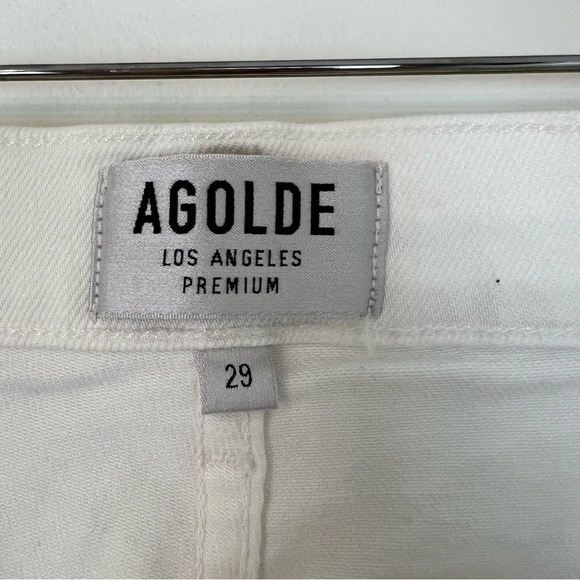 Agolde Isabel Slim Boyfriend Distressed Ankle Jeans White 29 Boho Contemporary - Picture 3 of 10